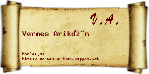 Vermes Arikán névjegykártya